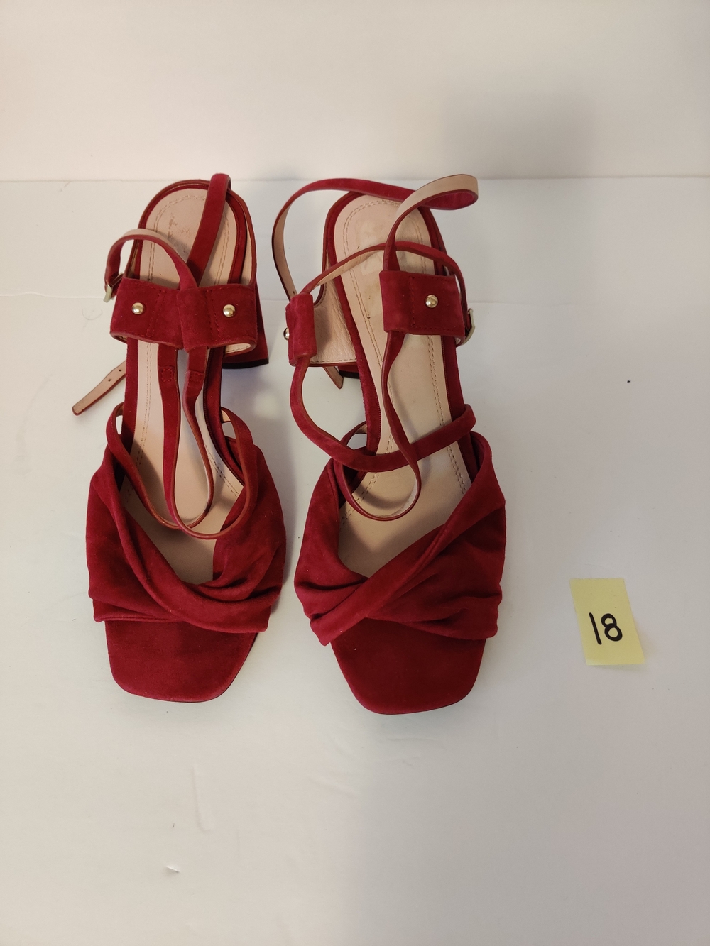 AD & Daughters Red Suede Knot Front Strappy Sandals 7.5